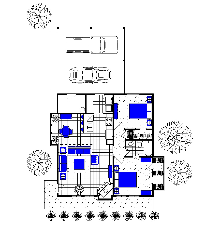Suggested Furniture Layout image of Mountain Chalet - 900 House Plan